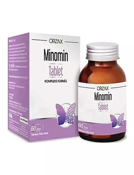 Orzax Minomin / Рослинні екстракти, вітаміни та мінерали для жіночого здоров'я 60 таблеток, фото 3 в магазине биодобавок nutrido.shop