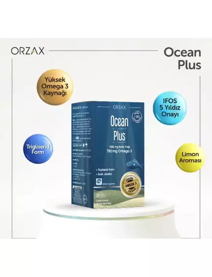 Orzax Ocean Plus / Омега 3 риб'ячий жир із ЕПК і ДГК 780 мг 50 капсул, фото 3 від магазину біодобавок nutrido.shop