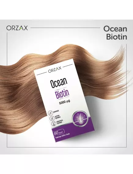 Ocean Biotin / Біотин вітамін Б7 5000 мкг 60 капсул, фото 3 в магазине биодобавок nutrido.shop