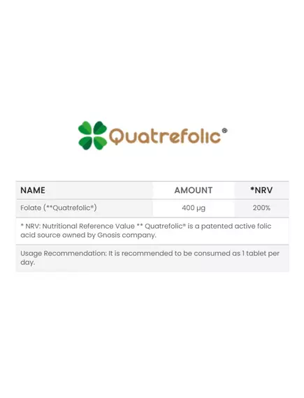 Orzax Methyl Folat / Метилфолат 5-MTHF Вітамін Б9 400 мкг 30 таблеток, фото 2 в магазине биодобавок nutrido.shop