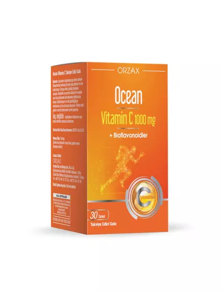 Orzax Vitamin C / Вітамін C 1000 мг + цитрусові біофлавоноїди 30 таблеток від магазину біодобавок nutrido.shop
