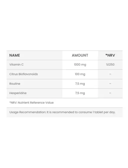 Orzax Vitamin C / Вітамін C 1000 мг + цитрусові біофлавоноїди 30 таблеток, фото 2 від магазину біодобавок nutrido.shop
