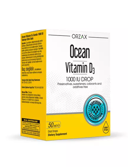 Orzax Vitamin D3 / Вітамін Д3 1000 МО краплі 50 мл від магазину біодобавок nutrido.shop