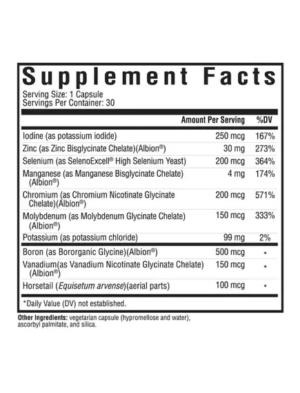 Seeking Health Trace Minerals Complex II / Микроэлементы трейс минерал без железа и меди 30 капсул, фото 3 в магазине биодобавок nutrido.shop