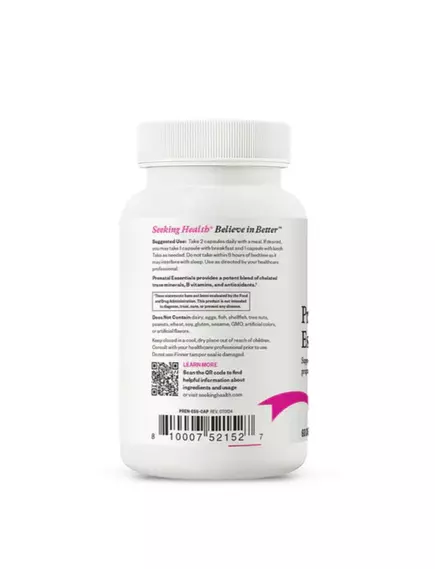 Seeking Health Prenatal Essentials / Комплекс витаминов для беременных 60 капсул, фото 4 в магазине биодобавок nutrido.shop