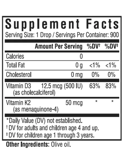 SEEKING HEALTH VITAMIN D3+K2 DROPS / ВІТАМІН Д3+К2 РІДКИЙ 30 МЛ, фото 2 від магазину біодобавок nutrido.shop