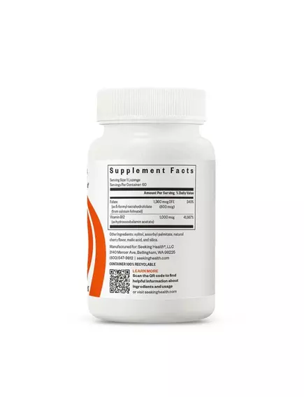 Seeking Health Hydroxo B12 with Folinic Acid / Гидрокси Б12 и фолиновая кислота 60 леденцов, фото 4 в магазине биодобавок nutrido.shop