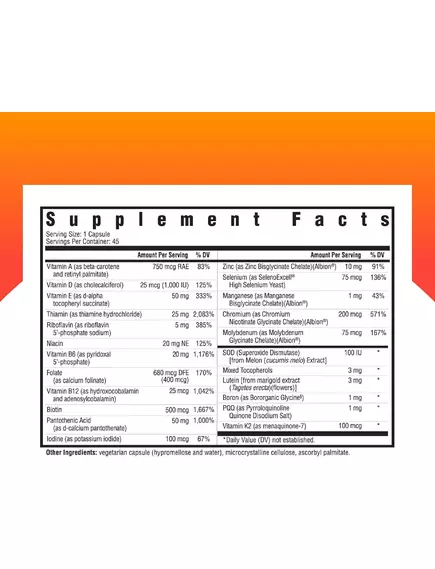SEEKING HEALTH MULTIVITAMIN ONE MF / МУЛЬТИВІТАМІНИ БЕЗ МЕТИЛІВ ОДИН РАЗ НА ДЕНЬ 45 КАПСУЛ, фото 3 від магазину біодобавок nutrido.shop
