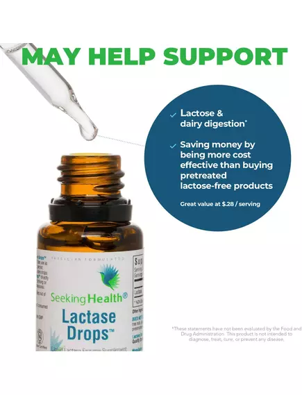 Seeking Health Lactase Drops / Лактаза фермент для расщепления лактозы 15 мл, фото 6 в магазине биодобавок nutrido.shop