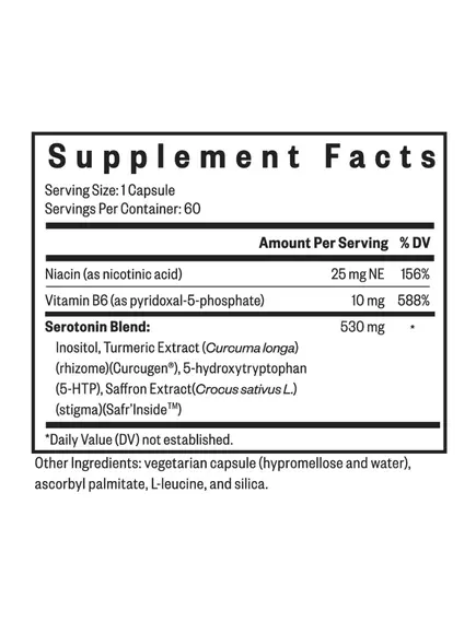 Seeking Health Serotonin Nutrients / Поживні речовини для вироблення серотоніну 60 капсул, фото 3 в магазине биодобавок nutrido.shop