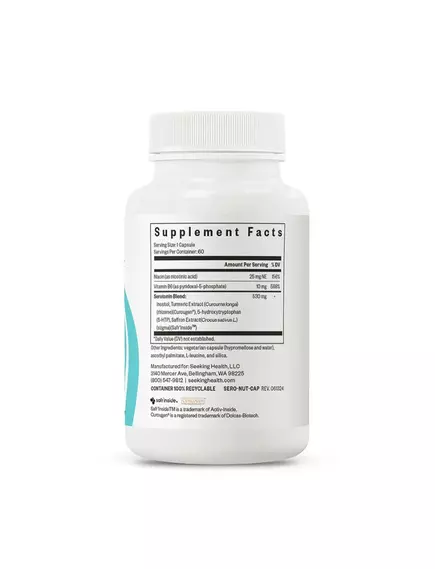 Seeking Health Serotonin Nutrients / Поживні речовини для вироблення серотоніну 60 капсул, фото 4 в магазине биодобавок nutrido.shop