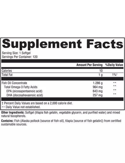 Seeking Health Optimal Fish Oil / Оптимальный рыбий жир из минтая 120 капсул, фото 2 в магазине биодобавок nutrido.shop