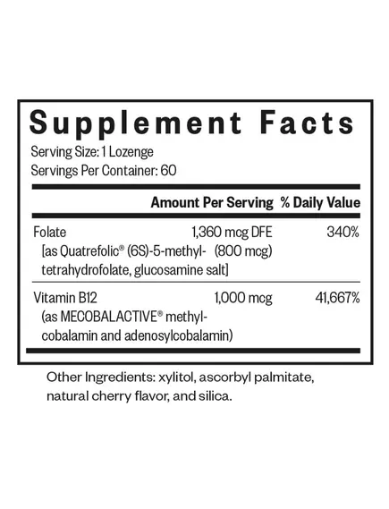Seeking Health Active B12 with L-5-MTHF / Б12 + метилфолат 60 пастилок, фото 4 в магазине биодобавок nutrido.shop