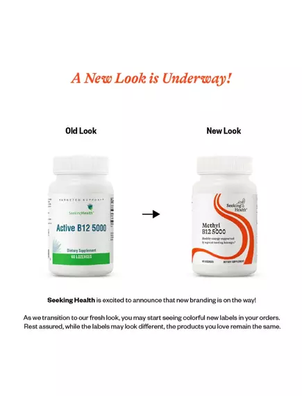 SEEKING HEALTH METHYL B12 5000 / Б12 МЕТИЛКОБАЛАМІН І АДЕНОЗИЛКОБАЛАМІН 5000 МКГ 60 ЛЬОДЯНИКІВ, фото 2 від магазину біодобавок nutrido.shop