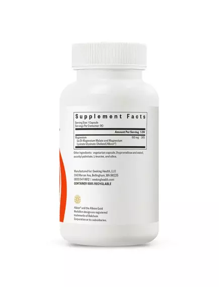 Seeking Health Optimal Magnesium / Оптимальный магний 100 капсул, фото 4 в магазине биодобавок nutrido.shop