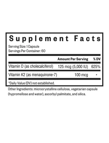 Seeking Health Vitamin D3+K2 / Витамин Д3+К2 60 капсул, фото 3 в магазине биодобавок nutrido.shop