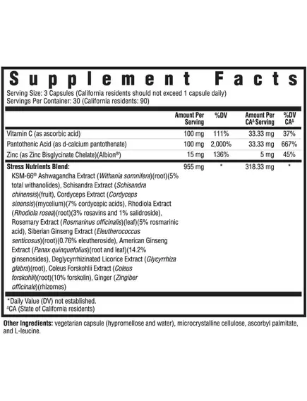 SEEKING HEALTH STRESS NUTRIENTS (FORMERLY ADRENAL NUTRIENTS) / ПОЖИВНІ РЕЧОВИНИ ДЛЯ НАДНИРКОВИХ ЗАЛОЗ 90 КАПСУЛ, фото 2 від магазину біодобавок nutrido.shop
