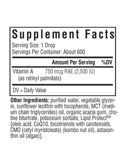 Seeking Health Vitamin A / Витамин А ретинилпальмитат жидкий 30 мл, фото 2 в магазине биодобавок nutrido.shop