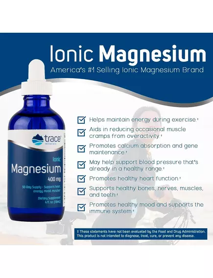 Trace Minerals Ionic Magnesium / Магній іонний рідкий 400 мг 118 мл, фото 2 від магазину біодобавок nutrido.shop