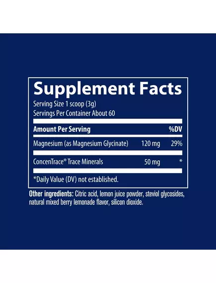 Trace Minerals Magnesium Glycinate Mixed Berry Lemonade / Магній гліцинат смак ягідного лимонаду 180 г, фото 3 в магазине биодобавок nutrido.shop