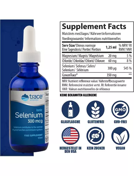 Селен іонний 300 мкг 59 мл / Ionic Selenium, Trace Minerals, фото 2 в магазине биодобавок nutrido.shop