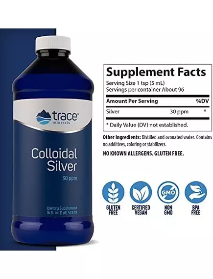 Колоїдне срібло 473 мл / Colloidal Silver, Trace Minerals, фото 3 в магазине биодобавок nutrido.shop