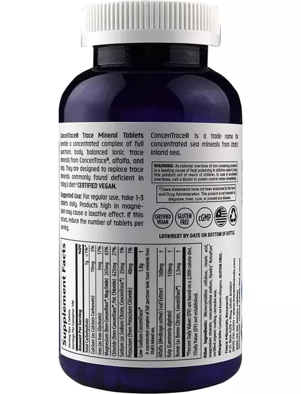 Trace Minerals ConcenTrace Tablets / Полный комплекс ионных микроэлементов 90 таблеток, фото 2 в магазине биодобавок nutrido.shop