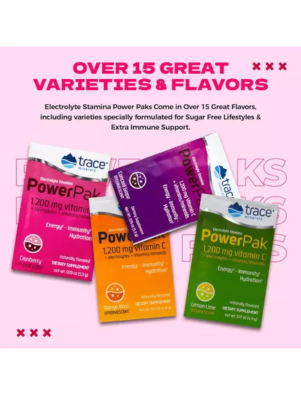 Trace Minerals Power Pak Cranberry / Вітамін C + електроліти + мультивітаміни смак журавлини 30 саше, фото 6 від магазину біодобавок nutrido.shop