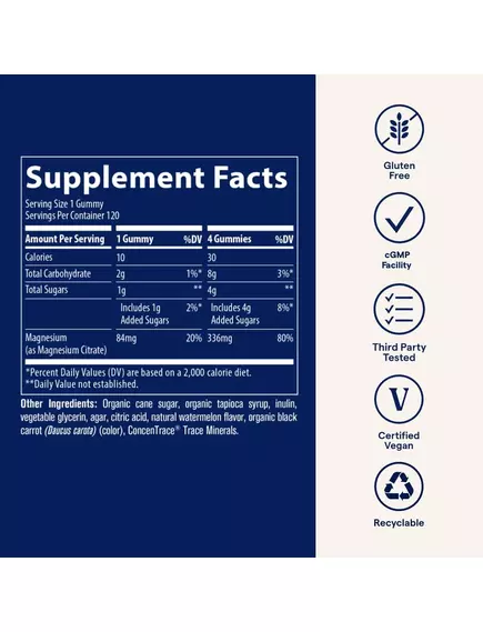 Trace Minerals Magnesium Gummies / Магній цитрат зі смаком кавуна 120 мармеладок, фото 2 від магазину біодобавок nutrido.shop