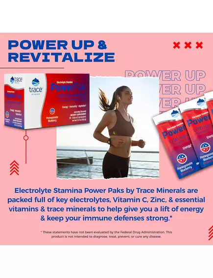 Trace Minerals Power Pak Pomegranate Blueberry / Вітамін C + електроліти + мультивітаміни Гранат/Чорниця 30 саше, фото 4 в магазине биодобавок nutrido.shop