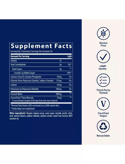 Trace Minerals Electrolyte Stamina Gummies / Электролиты лимон лайм 90 жевательных конфет, фото 3 в магазине биодобавок nutrido.shop