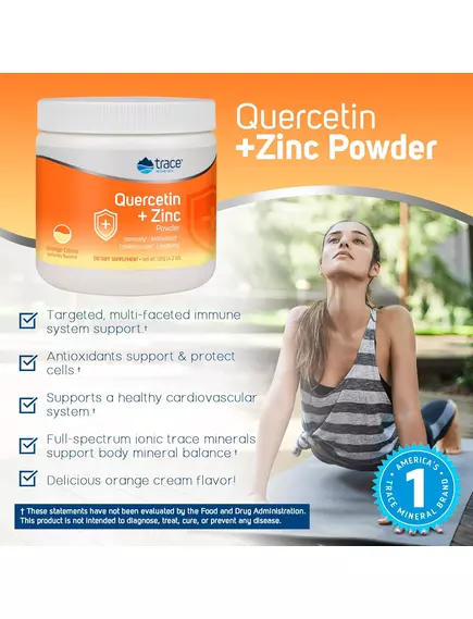 Кверцетин + Цинк порошок 120 г / Quercetin + Zinc, Trace Minerals, фото 2 в магазине биодобавок nutrido.shop