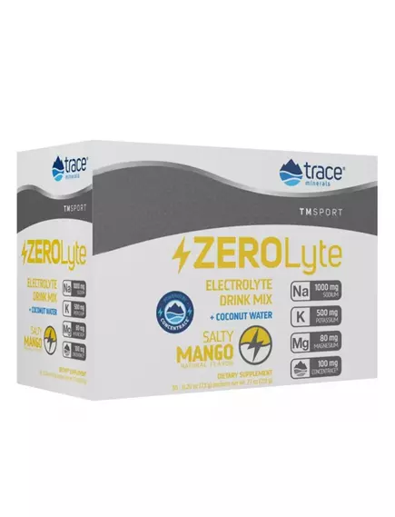 Trace Minerals ZeroLyte Salted Mango / Електроліти зі смаком солоного манго 30 саше  від магазину біодобавок nutrido.shop