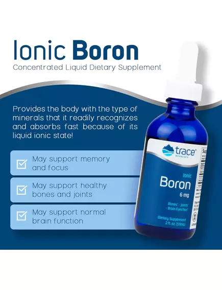Бор іонний 6 мг 59 мл / Ionic Boron Trace Minerals, фото 4 в магазине биодобавок nutrido.shop