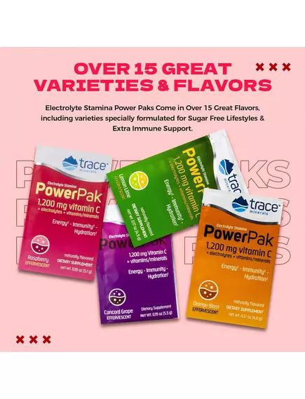 Trace Minerals  Power Pak Raspberry/ Вітамін C + електроліти + мультивітаміни Малина 30 саше, фото 5 від магазину біодобавок nutrido.shop