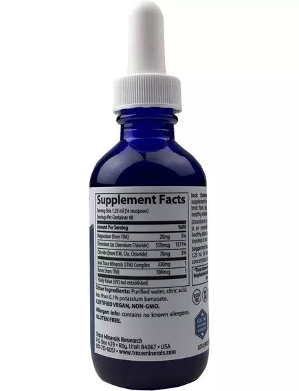 Trace Minerals Ionic Chromium / Хром іонний 550 мкг 59 мл, фото 2 від магазину біодобавок nutrido.shop