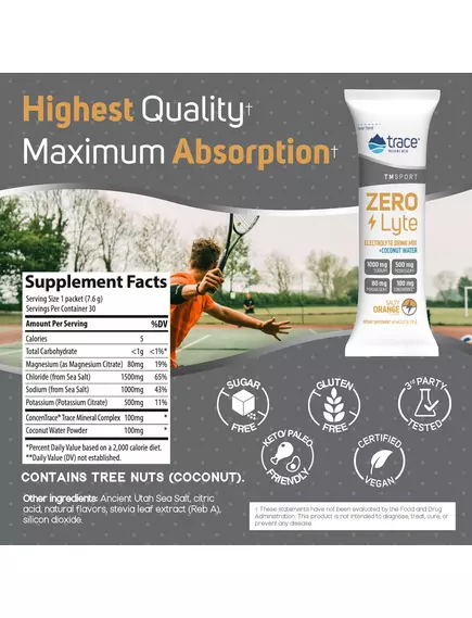 Електроліти зі смаком солоного цитруса 30 саше / ZeroLyte Salty Citrus, Trace Minerals, фото 3 в магазине биодобавок nutrido.shop