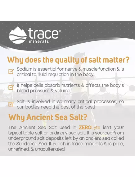 Електроліти зі смаком солоного цитруса 30 саше / ZeroLyte Salty Citrus, Trace Minerals, фото 5 в магазине биодобавок nutrido.shop