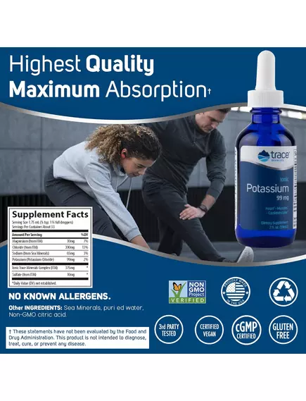 Калій іонний 99 мг 59 мл / Ionic Potassium, Trace Minerals, фото 2 в магазине биодобавок nutrido.shop
