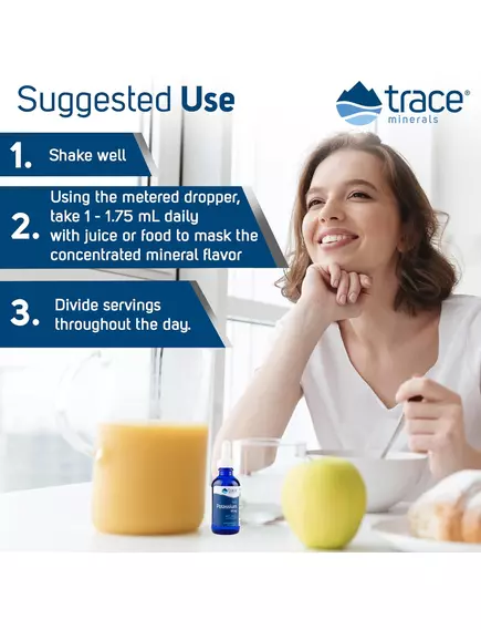 Калій іонний 99 мг 59 мл / Ionic Potassium, Trace Minerals, фото 5 в магазине биодобавок nutrido.shop