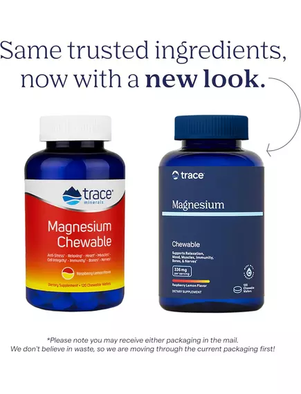Trace Minerals Magnesium Chewable / Магний со вкусом малины и лимона 120 жевательных таблеток, фото 2 в магазине биодобавок nutrido.shop