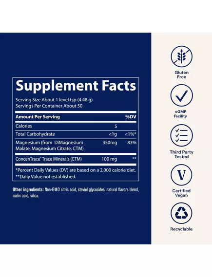 Trace Minerals Stress-X Magnesium / Магній підтримка при стресі смак лимон-лайм 224 г, фото 2 в магазине биодобавок nutrido.shop