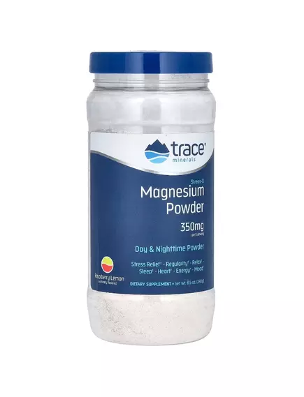 Trace Minerals Stress-X Magnesium Powder / Магній малат зі смаком малини та лимона порошок 240 г від магазину біодобавок nutrido.shop