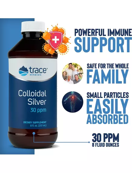 Trace Minerals Colloidal Silver / Коллоидное серебро 30 ppm 237 мл, фото 2 в магазине биодобавок nutrido.shop