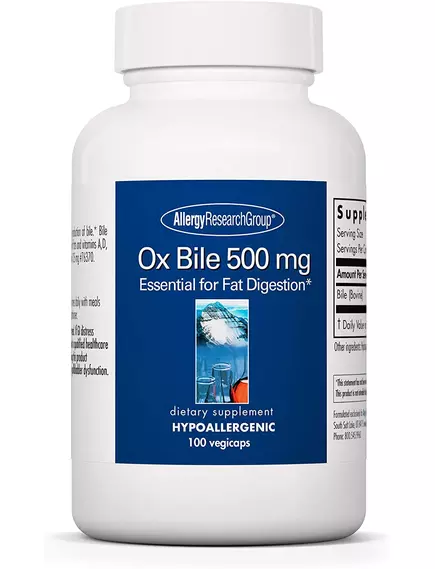 ALLERGY RESEARCH OX BILE / БИЧА ЖОВЧ 500 МГ 100 КАПСУЛ від магазину біодобавок nutrido.shop