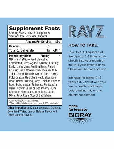 Bioray RAYZ Thinking Cap / Мислення підтримка клітин мозку 59 мл, фото 2 в магазине биодобавок nutrido.shop