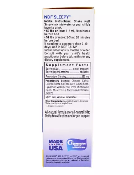 Bioray Sleepy / Биорэй слипи для детей (расслабление и крепкий сон) 60мл, фото 2 в магазине биодобавок nutrido.shop