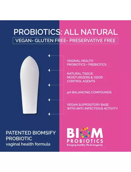 Biom Probiotics Vaginal Probiotic Suppository / Вагинальные суппозитории с пробиотиками 15 шт., фото 6 в магазине биодобавок nutrido.shop