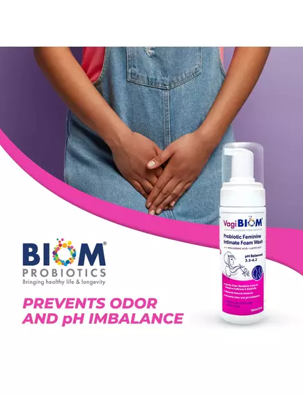 BIOM PROBIOTICS FEMININE INTIMATE FOAM WASH / ПІНКА ДЛЯ ІНТИМНОЇ ГІГІЄНИ 150 МЛ, фото 2 від магазину біодобавок nutrido.shop