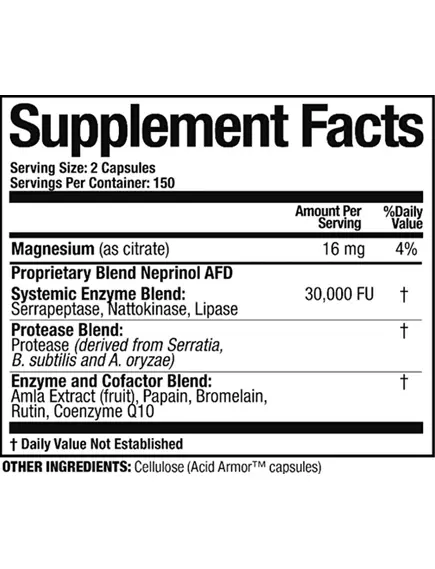 Arthur Andrew Neprinol / Непринол системные ферменты для здорового кровообращения 300 капсул, фото 2 в магазине биодобавок nutrido.shop